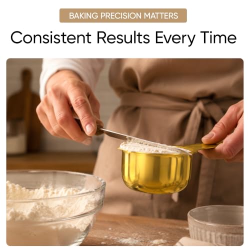 Color Up 2 Cup Measuring Cup, 480ml Gold Stainless Steel Metal Measuring Scoop, Easy-Pour Spouts, Engraved Markings, for Dry & Liquid Ingredients - size: 2 Cup (480 ml) Gold