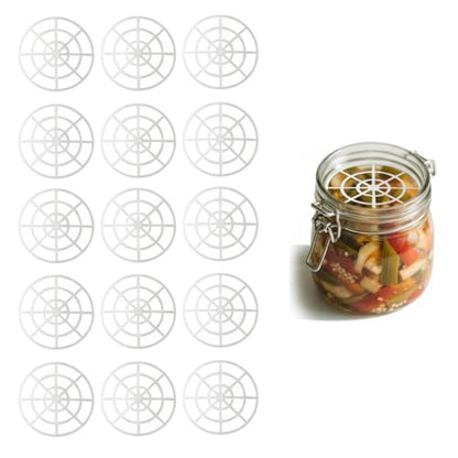 Garneck 15pcs Small Plastic Fermentation Weights for Wide Mouth Jars: 7.9cm Food-Safe Pickle Jar Press Mesh Pickling Weights for Kimchi, Sauerkraut, Pickles & Canning Supplies