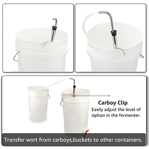 Brewing Auto Siphon, Stainless Steel Siphon Racking Cane With Carboy Clip, Homebrewer Easily Faster Transfer Wort From Container, 1pcs (Color : Auto siphon kit)