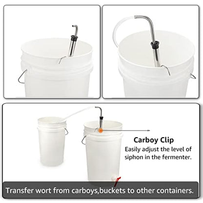 Brewing Auto Siphon, Stainless Steel Siphon Racking Cane With Carboy Clip, Homebrewer Easily Faster Transfer Wort From Container, 1pcs (Color : Auto siphon kit)