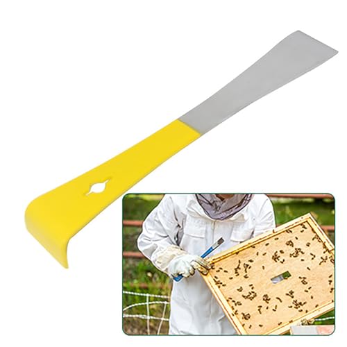 Stainless Steel Pry Bar Scraper,Stainless Steel Beekeepers Hive Tool,Hive Scraper Tools- Premium Bee Hive Hand Tool for Efficient Beekeeping and Hive Maintenance (Yellow) - color: Yellow