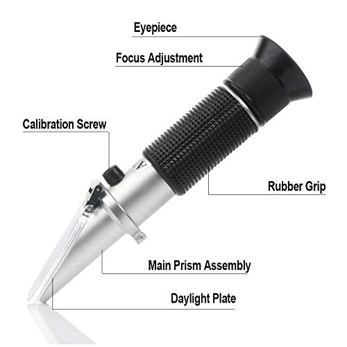 Beer Wort Refractometer for Homebrewing Beer, Dual Scale Specific Gravity 1.000-1.130 and Brix 0~32%, Beerbrewing Refractometer Hydrometer with (ATC) Autoction Temperature Compensation