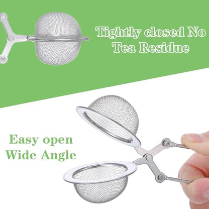 20 Pcs Snap Ball Tea Infuser Strainers, Silver Stainless Steel Fine Mesh Balls with Handle, Reusable Filters for Loose Leaf Tea, Spices and Seasonings