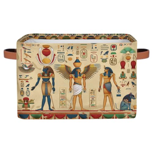 AUUXVA Storage Basket Ancient Egyptian Storage Cube Box Durable Canvas Collapsible Toy Basket Organizer Bin with Handles for Shelf Closet Bedroom Home Office - color: Ancient Egyptian, size: 1 Pack