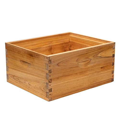 BeeCastle Heavy Wax Coated Langstroth Unassembled Deep/Brood Box with Frames and Beeswax Coated Foundation Sheet (8 Frame) - size: 8 Frame