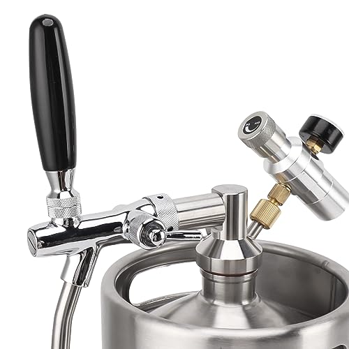 Beer Growler Tap System, Mini Beer Keg Growler 5L Stainless Steel Portable Pressurized Home Dispenser System with 60PSI Pressure Regulator for Homebrew Craft and Draft Beer