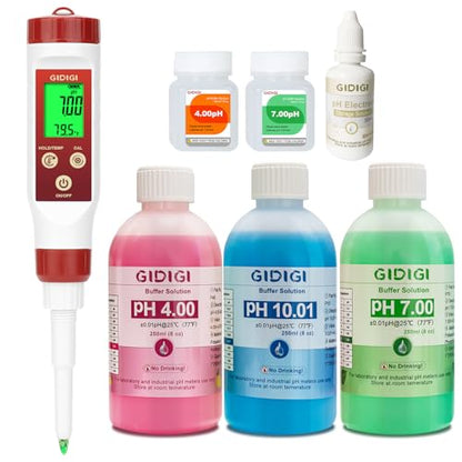 pH Meter Calibration Buffer Solution Kit, Includes pH 4.00, 7.00 and pH 10.01 Solution pH Meter for Food,Digital pH Meter for Fermentation,Hot Sauce,Canning