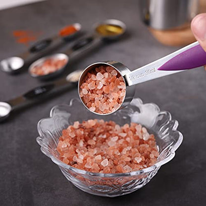 Measuring Cups and Spoons Set Stainless Steel Including 8 Stackable Measuring Cup 8 Double Sided Magnetic Measuring Spoons with 1 Leveler for Dry and Liquid Ingredients - color: Multicolor
