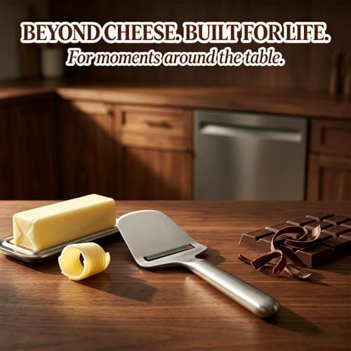 Stainless Steel Hollow-Handled Cheese Knife – A multifunctional kitchen tool for cheese, butter, paring and grating, ideal for snacks, charcuterie and baking (silver)
