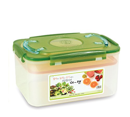 e-jen Premium Kimchi, Sauerkraut Container Probiotic Fermentation with Inner Vacuum Lid (Earthenware Green, 2.9 gal/ 11L) - color: Earthenware Green, size: 2.9 gal