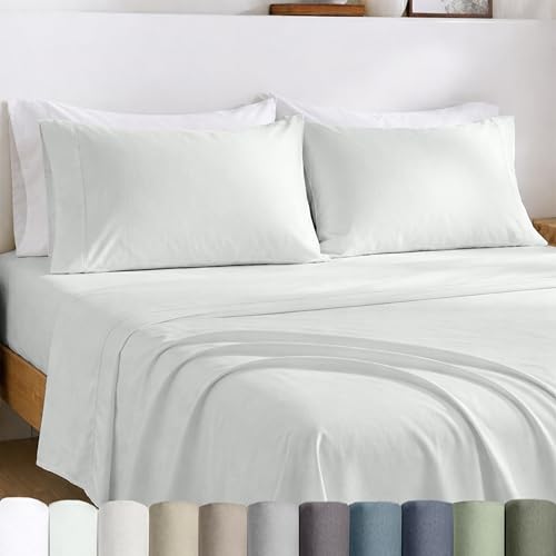 California Design Den Egyptian Percale Sheet Set Full Size - Certified 100% Egyptian Cotton, Lightweight Percale Cotton Sheets Full Size with Deep Pockets, Crisp & Durable Luxury Bedding Set - Silver - color: Silver, size: Full