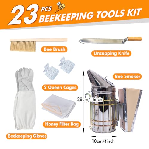 BeeCastle Beekeeping Supplies 22PCS Beekeeping Tools Kit with Organizer Handbag, Bee Keeping Supplies-All Tools Kit Bee Keeping Starter Kit for Beginners and Professional Beekeepers