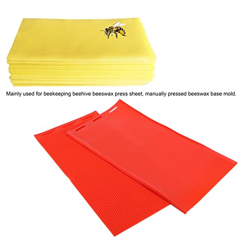 2Pcs Beeswax Sheet Mold, Natural Beeswax Sheet DIY Rubber Comb Foundation Press Mold Beekeeping Accessory Red