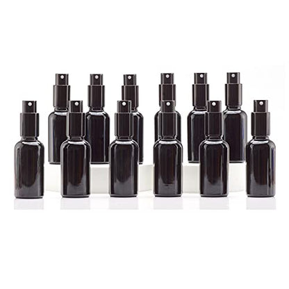 YIZHAO Black Glass Spray Bottles 1oz, with Small Fine Mist Spray, Metal Cap, Refillable for Essential Oil,Travel,Cleaning,Perfume,Aromatherapy,Makeup – 12 Pcs - color: Black, size: 30ml-12