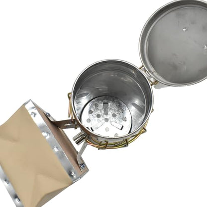 Good Land Bee Supply GLSMKR2 Beekeeping Beehive Smoker Stainless Steel w/Heat Shield & 3 Chinese Mugwort