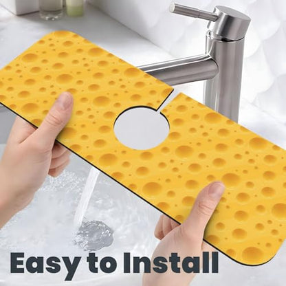 Cheese Faucet Mat For Kitchen Sink, Absorbent Countertop Protector, Quick Dry Sink Splash Guard Pad, Waterproof Draining Mat 15" X 5.5" - color: Style 6