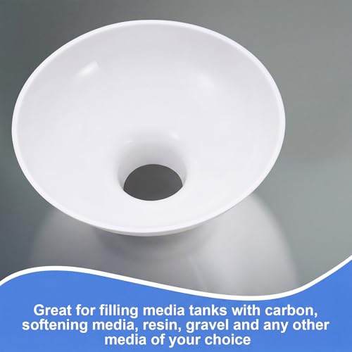 Vesici Extra Large Wide Mouth Funnel 2.5" x 10" Multi Purpose Filling Funnel Plastic Reusable for Water Softener Resin Tanks Carbon Media Jar Filling Use(White,2 Pack) - color: White
