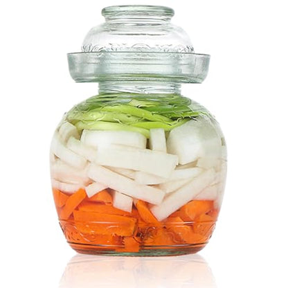 Kimchi Containers, Pickle Container 1.5 L Fermentation Jar Traditional Kimchi Containers with Bowl Cap Transparent Glass Jar with Lid Fermentation Kit for Pickling Kimchi, Kimchi Containers - color: 1.5l