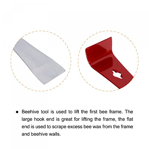 uxcell Stainless Steel Beehive Scraper Tools, Beehive Frame Lifter with Red Paint Handle Beekeeping Equipment Tool for Beekeepers