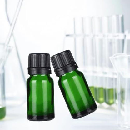 24 Pack 10ml Green Glass Essential Oils Bottles Empty Glass Dropper Vials Sample Bottle With Orifice Reducer and lid,for Aromatherapy Oils (Green, 10ml) - color: Green