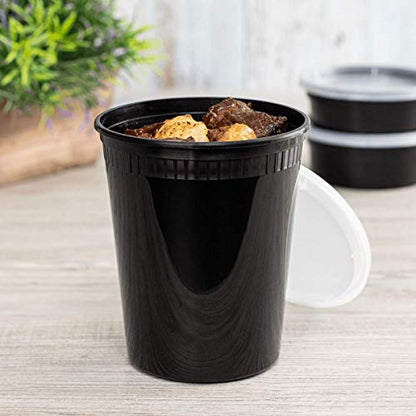 Karat [32oz - 240 ct Black PP Injection Molded Round Deli Containers with Lids (FP-IMDC32-PPB) - color: Black, size: 32oz