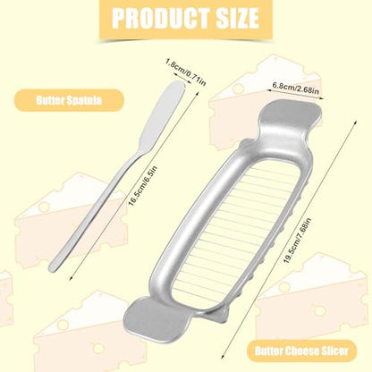 Cheese Butter Slicer, Stainless Steel Cheese Cutter Ergonomic Wires Butter Cutter Single Stick Even Slicer for Portion Control Kitchen Food Tool with Butter Spatula for Butter Block (Silver) - style: Butter Slicer+Butter Spatula