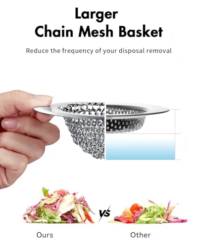 Revolutionary Kitchen Sink Drain Strainer/Patented Reversible Chain Mesh, Effortless Cleaning & Debris Catcher, Large Capacity, Anti-Clog, 304 Stainless Steel & Rust-Proof/Handmade - color: Silver