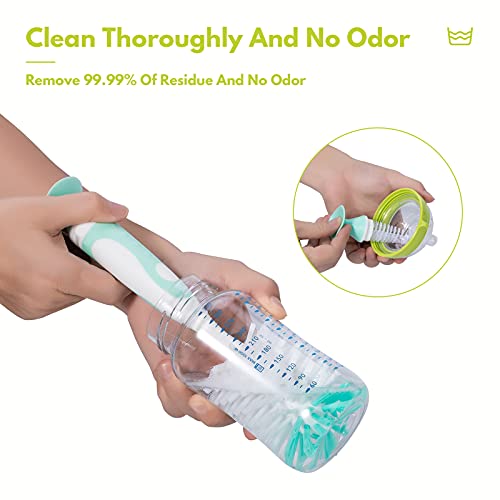CAREBABYMORE 2 Pack Baby Bottle Brush with 4 Pack Straw Brushes, 10.2" Nylon Brushe with Nipple Cleaner and Stand Suction Cup, Green - color: Green
