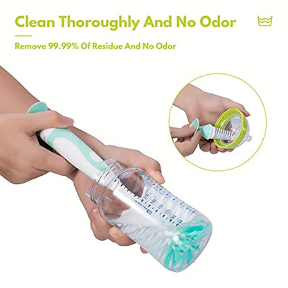 CAREBABYMORE 2 Pack Baby Bottle Brush with 4 Pack Straw Brushes, 10.2" Nylon Brushe with Nipple Cleaner and Stand Suction Cup, Yellow - color: Yellow