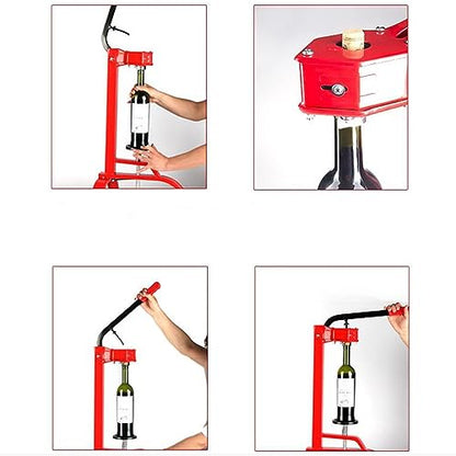 Wine Bottle Corking Machine, Bench Wine Bottle Capper with Auto Lever, 24-36cm Adjustable Height, Adjustable Chassis Design and Triangular Base, for Homebrew Beer Bottle Capping and Soft Drinks