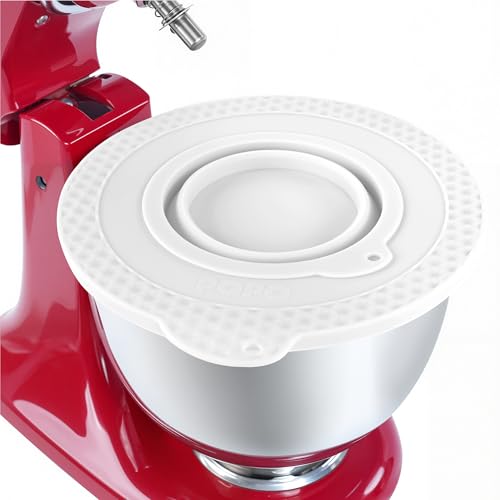 Silicone Mixer Bowl Cover Compatible with KitchenAid 4.5-5 Quart Tilt-Head Stand Mixer, Mixer Bowl Lid to Prevent Spilling of Ingredients - color: Fit for 5qt - White