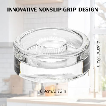 Eleganttime Fermentation Glass Weights with Easy Grip Grooved Handles Heavy Fermenting Lids Kit For Wide Mouth Mason Jar (Glass Weight-4Pcs)