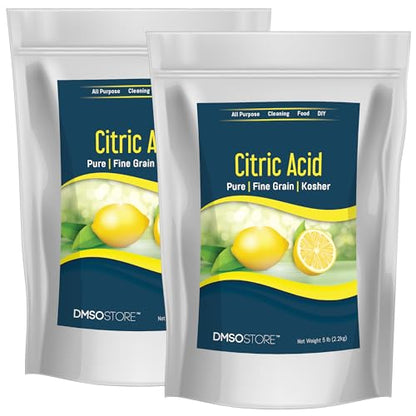 DMSOSTORE Pure Citric Acid 10 lbs USP Food Grade Fine Grain Powder | Anhydrous, Kosher, Non-GMO, All-Natural, Multi-Purpose