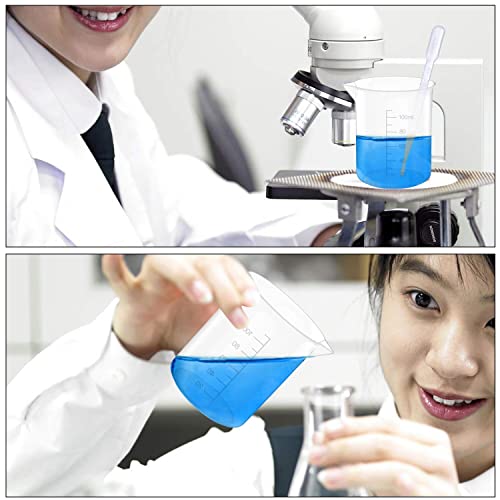 12 Pcs 3.4 Oz Transparent Experiment Measuring Cup | 100ml Plastic Beaker for Science Experiment, Measuring - size: 100ml (3.4oz) - Pack of 12