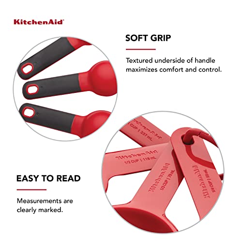 KitchenAid Universal Easy To Read Measuring Cup and Spoon Set with Soft Grip Handle for Maximum Control, Hang Hole and Nesting For Easy Storage, Dishwasher Safe, 9 Piece, Empire Red - color: Empire Red