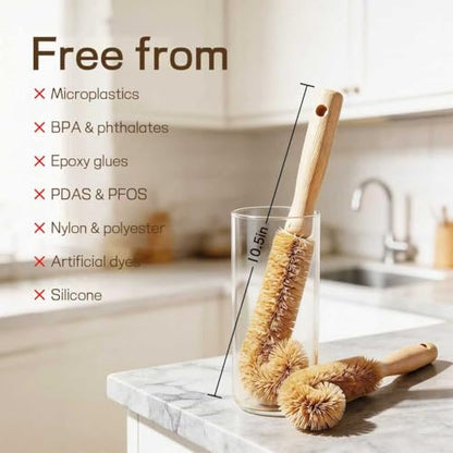 Bottle Brush Cleaner,Long Beech Wood Handle Non-Scratch,L-Shape for Cleaning Coffee Cups,Mason,Thermos,Glass Bottle,Beer Bottles,Wine Bottles,Baby Bottle-2 Pack - size: 2 Pack - L-Shape Brushes