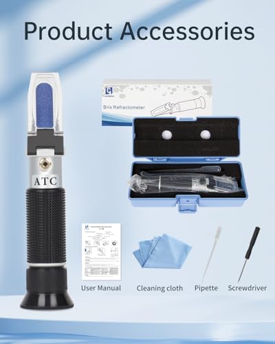 LOHAND Brix Refractometer with Automatic Temperature Compensation(ATC), Precision Measuring Sugar Content for Wine/Fruit/Drink, Sugar Refractometer, Range:0-32% - size: 0-32%Brix