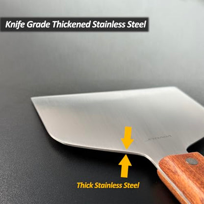 Vovoly Extra Wide Griddle Scraper, 5.5''x5.5'' Smashed Burger Scraper Grill Scraper Spatula Burger Turner - Full Tang Wooden Handle Professional Grade Grill Accessories, Knife Grade Stainless Steel - color: Grill Scraper_Wooden Handle