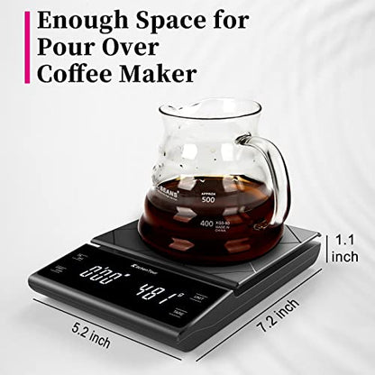 KitchenTour Coffee Scale with Timer for Brew Artisanal Java - Pour Over Scale for Slow Drip and French Press Coffee - Multifunction Kitchen Food Scale with Grams and oz - size: EK6012