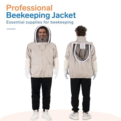 Bee Suit - Beekeeping Jacket for Men & Women - Beekeeper Jacket with Beekeeping Gloves and Veil Hood -Shallow Coffee - size: X-Large