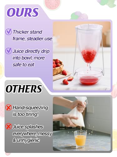 Stable Jelly Strainer Stand with 3 Strainer Bags - Reusable Mesh Filter Bags & Stainless Steel Sieve Stand Kit for Straining Nut Milk Cheese Juice Greek Yogurt, 1 Set