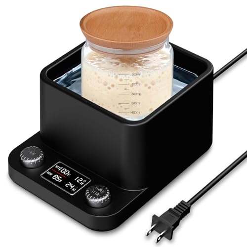 MYMULIKE Sourdough Starter Warmer - Water Bath Warming with Timer and Precise 1°F Control (70-104°F), Even Heating, Improve Fermentation Success Rate, Ideal for Yeast Cultivation & Home Baking - color: Black