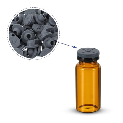PATIKIL 13mm Vial Rubber Stoppers, 100 Pack Mushroom Injection Ports Stopper for Opening Glass Vials and Liquid Culture Jars Bottles Tanks, Gray - size: 13mm