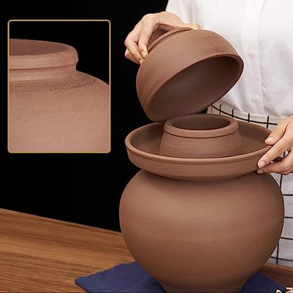 Natural Unglazed Ceramic Fermentation Crock Jar Kit,Sauerkraut Crock, Chinese Porcelain Pickle Jar with Water Seal Airlock Lid,Pickle Jar for Pickling Pickles 8Kg - size: 8Kg