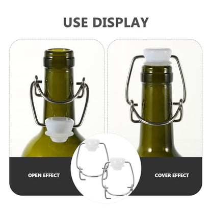 Toyvian Stainless Steel Swing Top Bottle Caps, 2pcs Replacement Flip Top Lids with Airtight Rubber Gaskets Leakproof Beer Bottle Stoppers for Home Brewing Kombucha Grolsch Glass