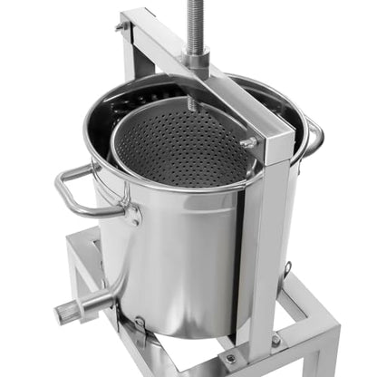 DYRABREST Fruit Wine Presser 2.6Gal/10L Manual Wine Presser Large Fruit Honey Presser Stainless Steel Honey Extractor Beeswax Presser Apple Crusher Cider Press for Juice and Wine Beeswax Making