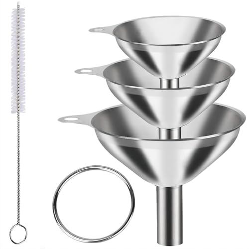 Funnels for Kitchen Bottle Filling, Lmoszuak Mini Stainless Steel Funnels, Multi-use Small Kitchen Funnel Set of 3, for Transferring Liquid, Fluid, Essential Oils, Powder,Tiny Spices,Dishwasher Safe - size: 3pcs small Funnel set