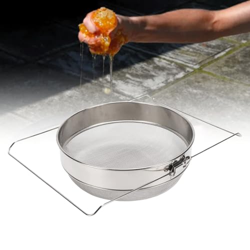 Diydeg Honey Strainer, Stainless Steel Double Sieve Honey Filter with Extendable Arms, Extractor Equipment, Harvesting Ultra Fine Mesh Strainer, Beekeeping Equipment