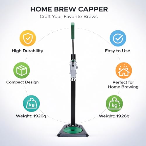 Manual Bottle Capper Tool, Bench Capping Machine, 7.1x7.9x18.1in - Durable Iron Construction, Non Slip Base, Ideal for Home Brewing, beer bottle capping machine, homebrew bottle