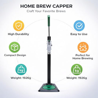 Manual Bottle Capper Tool, Bench Capping Machine, 7.1x7.9x18.1in - Durable Iron Construction, Non Slip Base, Ideal for Home Brewing, beer bottle capping machine, homebrew bottle